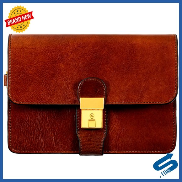 Italian Leather Wristlet Clutch Organizer Briefcase Compact Size